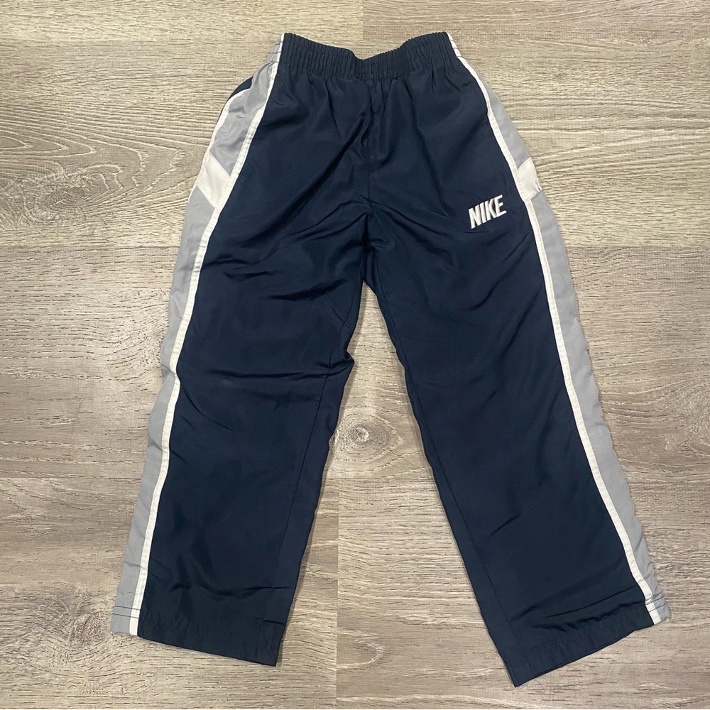 Vintage Y2K Nike Lined Track Pants Navy Blue Gray Swoosh Boys 4